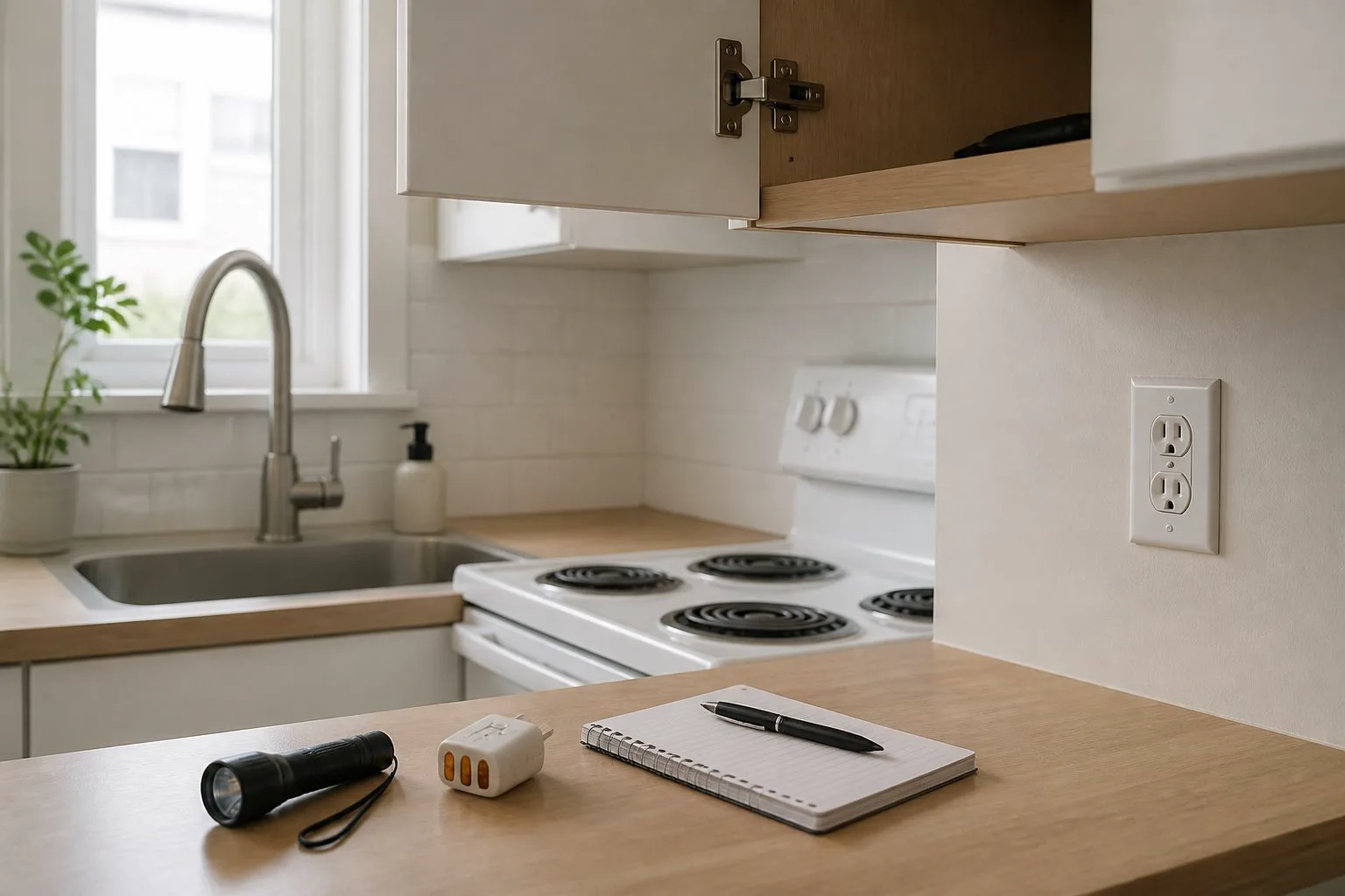A modest kitchen detail prepared for a practical home viewing check